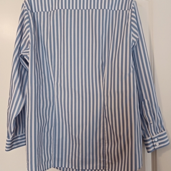 Lands End Womens No Iron Stripe Button Down Shirt 16W - Picture 4 of 11
